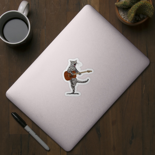 Acoustic Guitar Cat - Buskers the Guitar Cat by Dual Rogue
